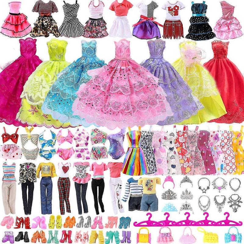 63Pcs Barbie Doll Clothes Set Accessories Clothes Shoes Handbags Accessories Set