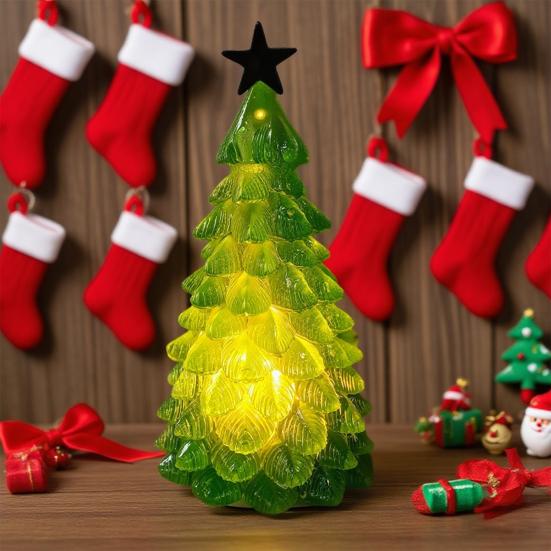LED Christmas Tree Night Light Glowing Tree Decoration Festive Tabletop Ornament Atmosphere Party Holiday Gift