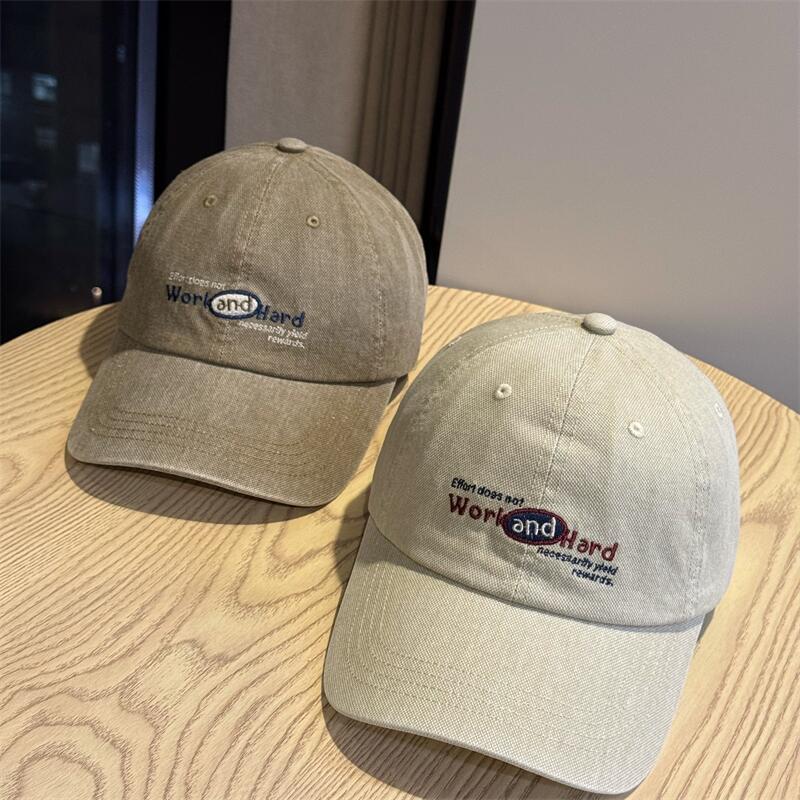 Korean-style High-quality College-style Lettered Soft-top Baseball Cap for Men and Women, Suitable for Large Head Sizes, Street Fashion, Student Sun