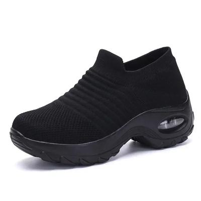 Damen Tennisschuhe Sneaker Kissen 5CM Plateau Elastische Freizeitschuhe für Damen Atmungsaktive Socke Lauf Keilschuhe Zapatos Mujer