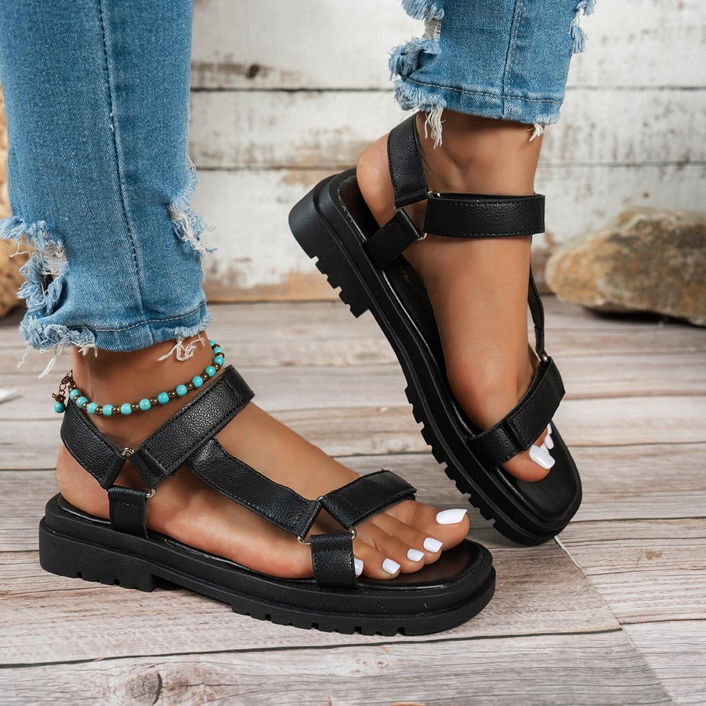 Mode 2025 Neue Römische Sandalen: Modisch und lässig, Leder mit dicker Sohle, Damen-Sportstil, Leichte Römersandalen in Übergröße