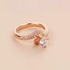 Russian Purple Gold Single Zircon Gemstone Ring, Simple Rose Gold-Plated Opal Four-Claw Ring Jewelry For Women