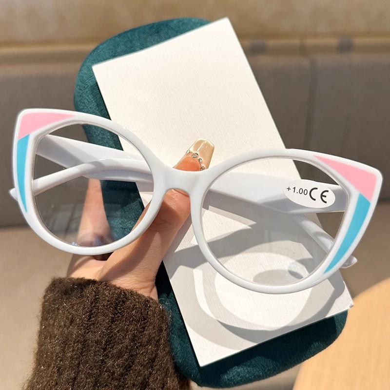 Stylish Round Frame Reading Glasses for Women Anti Blue Light High Quality Far Sight Eyewear European Luxury Designer Glasses
