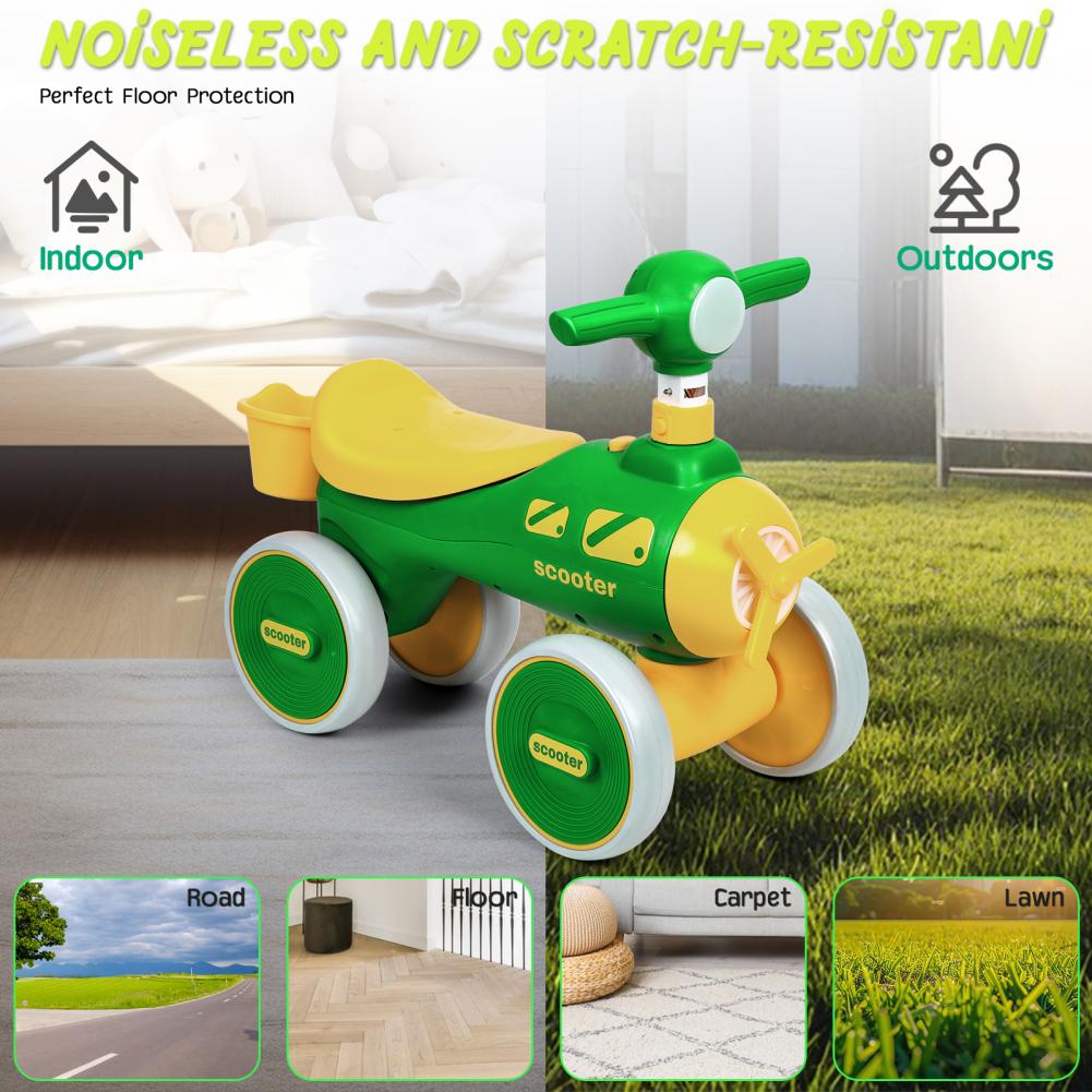 Bicicletă de echilibru pentru bebeluși 4 roți Mers pentru copii mici Bicicletă Jucării Cadouri de aniversare pentru fetiță băiat 1-3 ani Copii Cadouri de Crăciun cu muzică