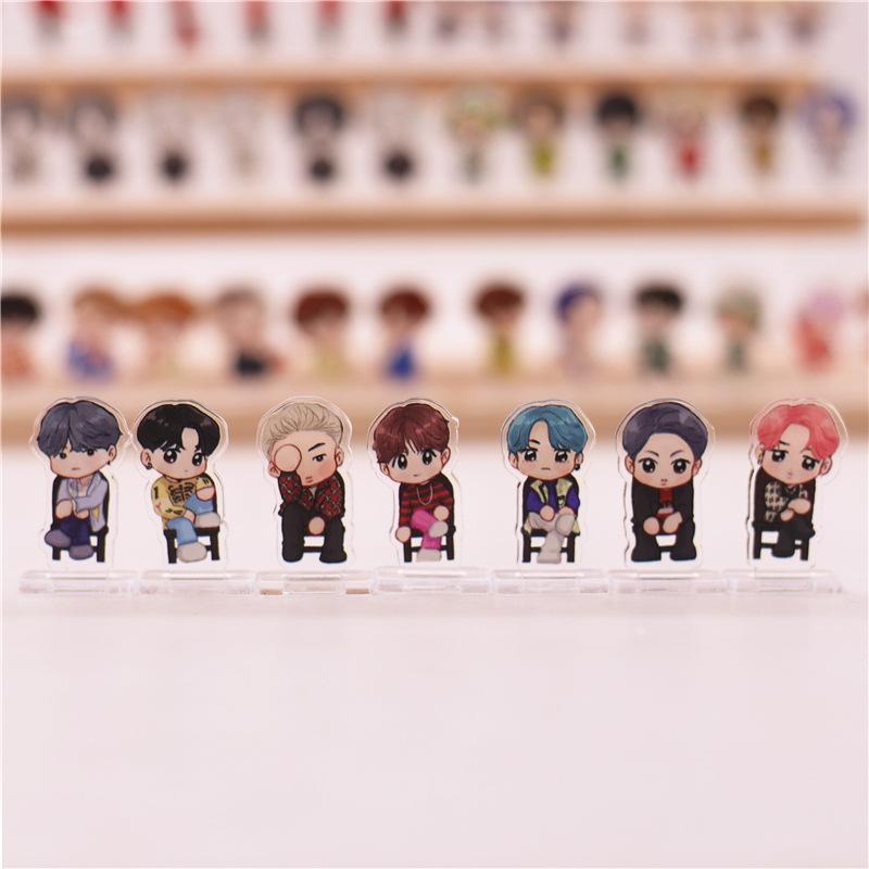 7pcs BTS Mini Cartoon Acrylic Standee, 3.5cm Bangtan Boys Cute Cartoon Figure Display, Kpop ARMY Fans Desk Decor
