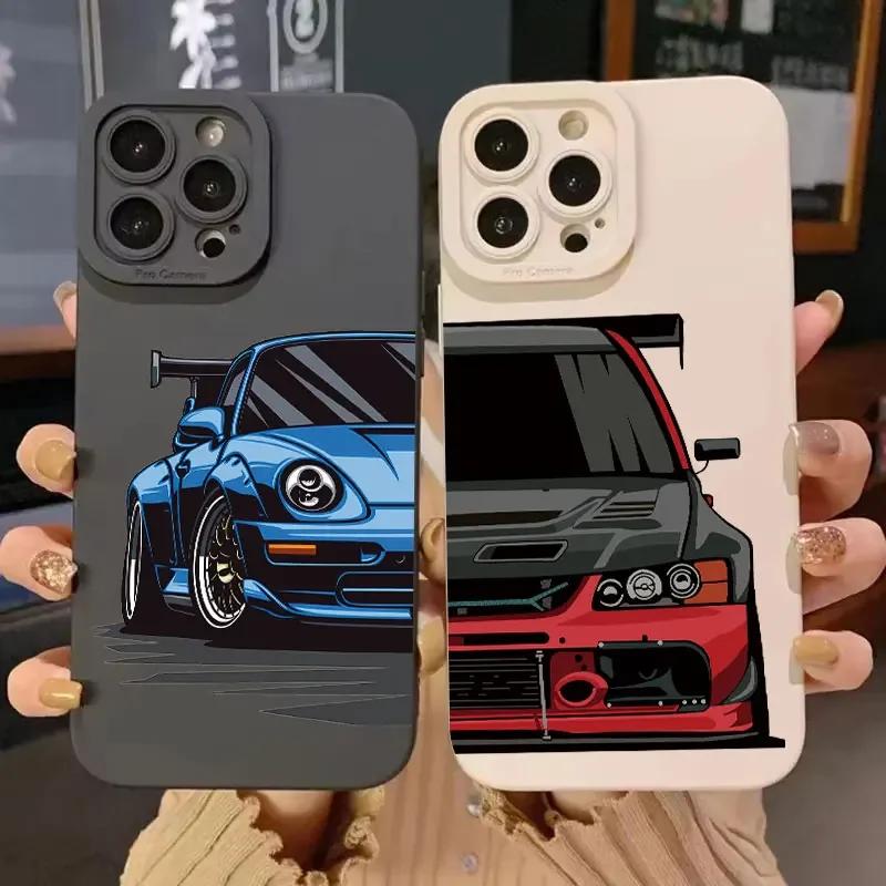 Personalized Fashion Car Pattern Phone Case For IPhone 11 12 13 14 15 16 Pro Max Mini X XS XR Max 7 8 Plus SE Soft SiliconeCover