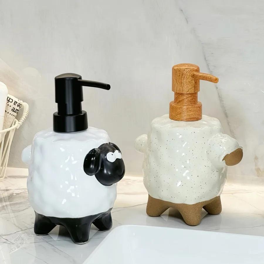 Ceramic Kitchen Hand Sanitizer Dispenser Multifunctional Bathroom Sink Shower Gel Press Type Empty Bottle Bathroom Accessories