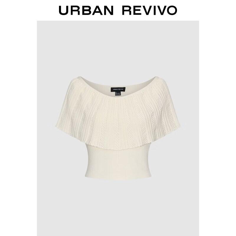 UR Women s Hollow Jacquard Knit Crop Cardigan M грязно-белый