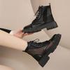 2025 Sommer Neu Runde Spitze Mesh Atmungsaktiv Schnürung Reißverschluss hinten Vielseitige Coole Stiefel Dicke Sohle Bequemer Einzelner Schuh Damen