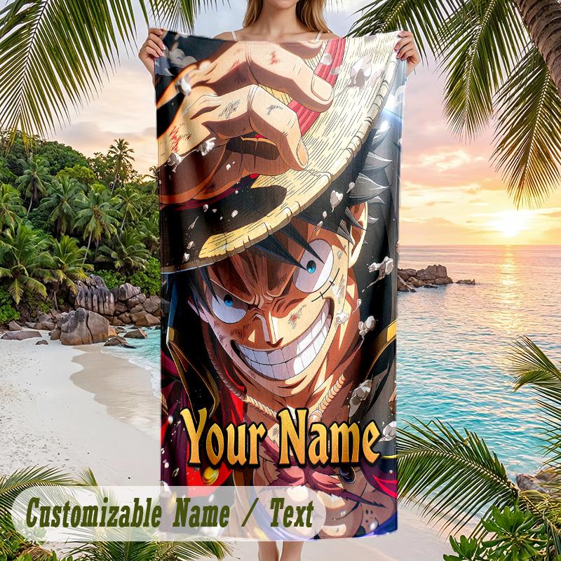 One Piece Beach Towel, Personalized Custom Name Text, Quick Dry Large Absorbent Towel For Beach Pool
