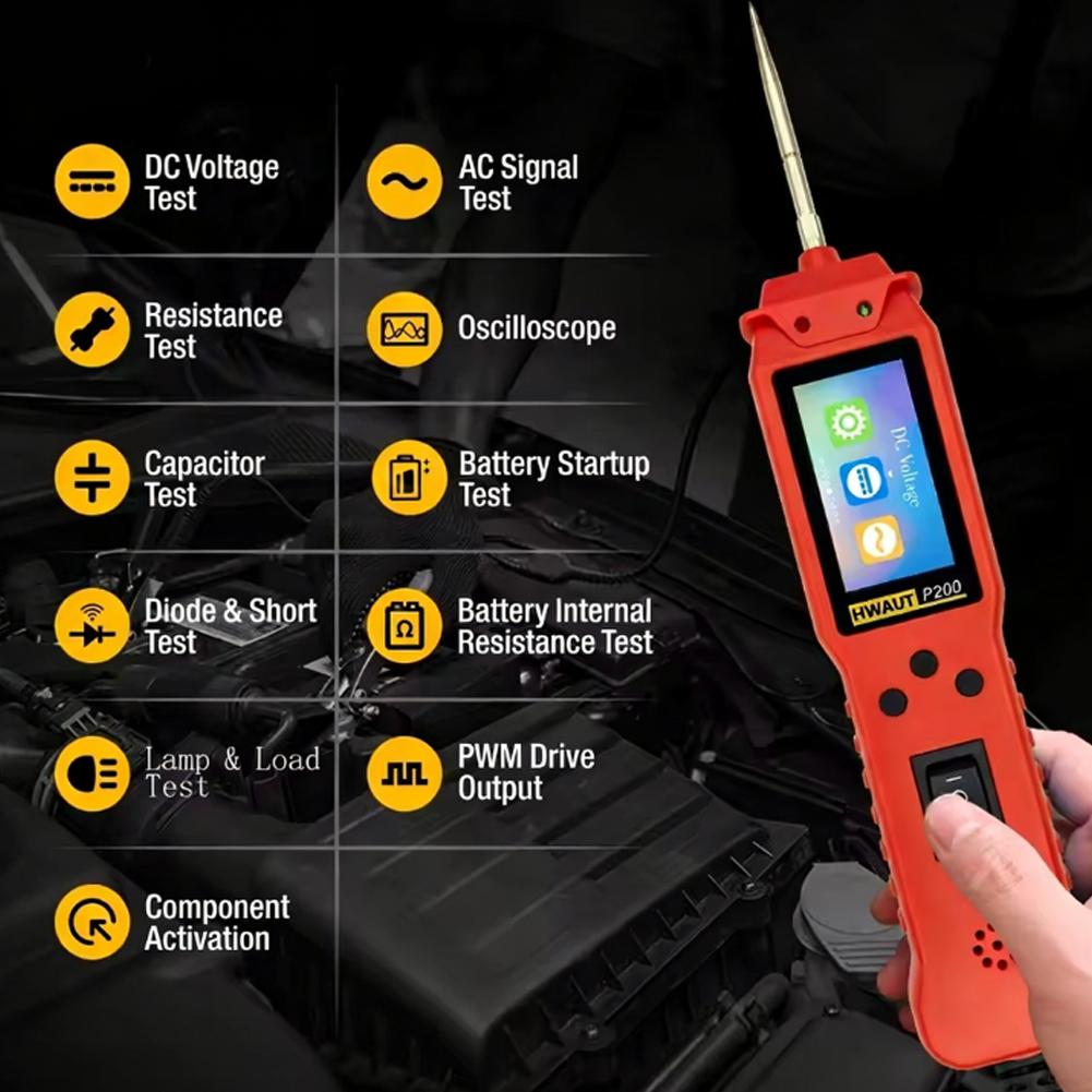 P200 Automotive Circuit Tester Power Circuit Probe Electrical Tester 12/24V Continuity Voltage Lamp Testing Tool with 2M Cable