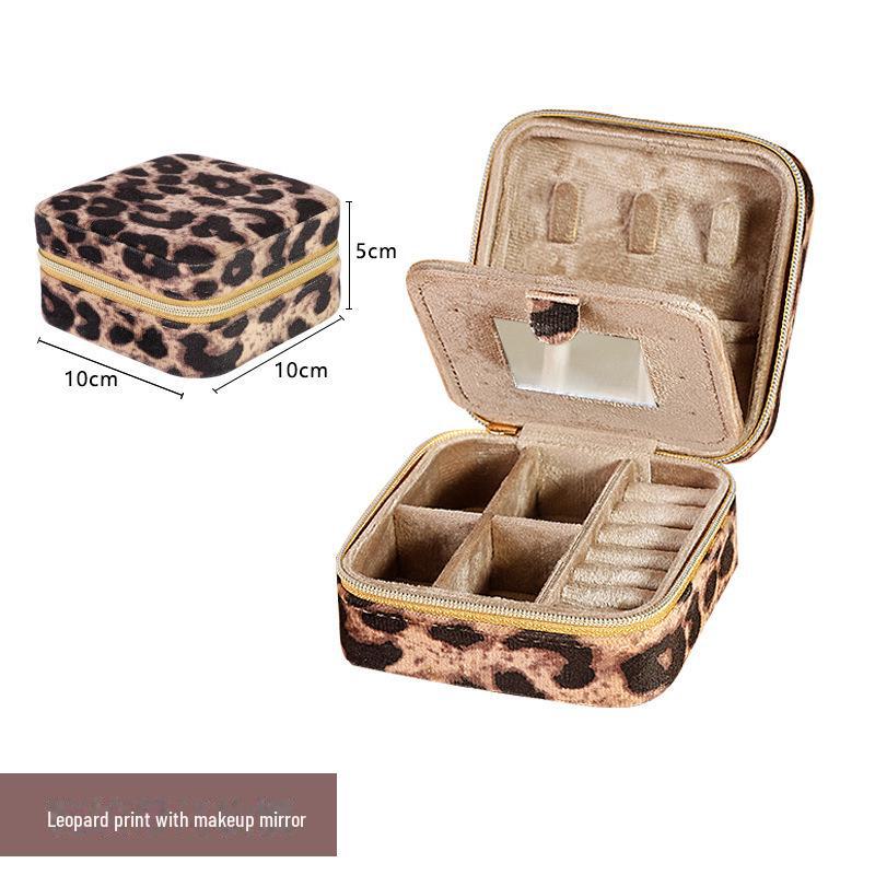 Leopard Print Velvet Jewelry Box for Accessories and Gifts
