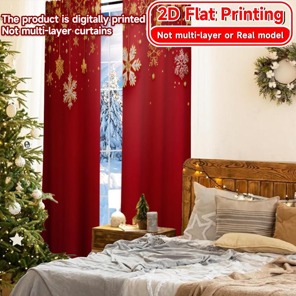 2D Flat Printing  2pcs Holiday Cheer Modern Curtain Fabric Versatile Polyester Curtains Holiday for Translucent digital printing