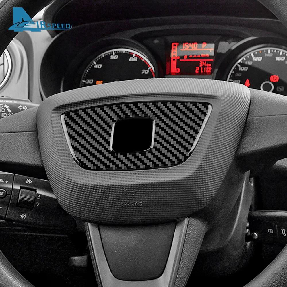 Prawdziwa miękka naklejka z włókna węglowego do Seat Ibiza 6j 2009 2010 2011 2012 2013 2014 LHD RHD Samochodowa ramka środkowa kierownicy