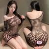 Man Yan Women's Sexy Hollow-Out Mesh One-Shoulder Dress with Slimming Bodysuit & Stockings - Style 7407