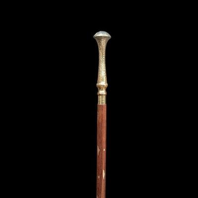 93.98 Cm Wooden Walking Cane, Brass Handle Walking Stick, Father's Gift, Mother's Gift Unisex Cane Gift for Her and Him