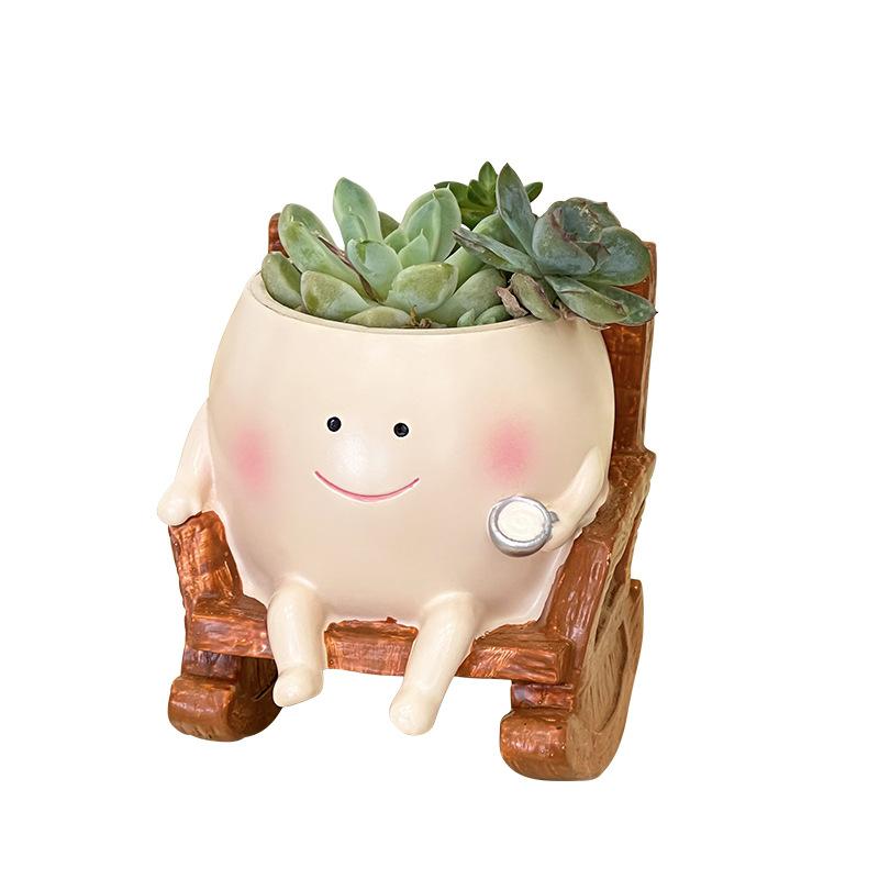 Succulent flower pot office study decoration and arrangement creative cute big chair green plant flower pot flower device жёлтый
