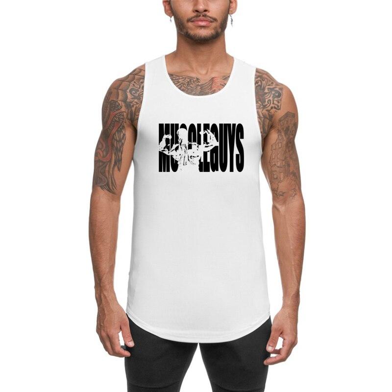 Muscleguys Men's Summer Bodybuilding muscle Tank Top Comfortable and Fashion printed Tops Tide youth slim Sleeveless Fitness Vest