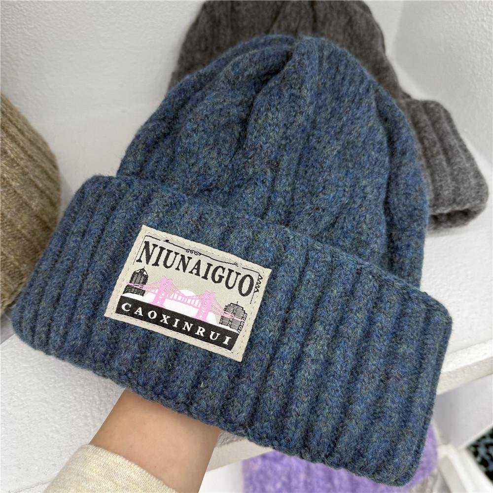 Wool Hat Women's Autumn and Winter Big Head Circumference Versatile Showing Small Face Thickened Loose Knitted Ear Protector Warm Cold Hat