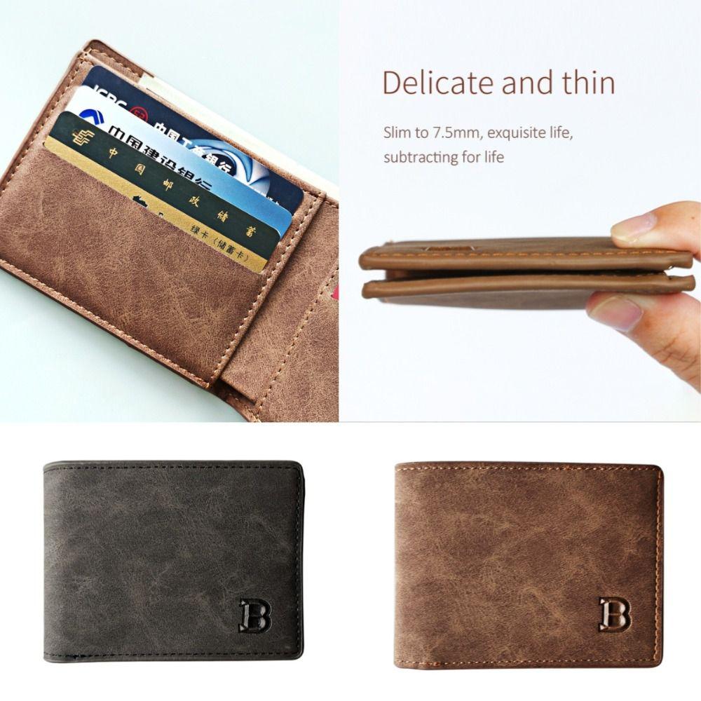 Vintage Men's Wallet Solid Color Card Pack Cute Short Purse  Home