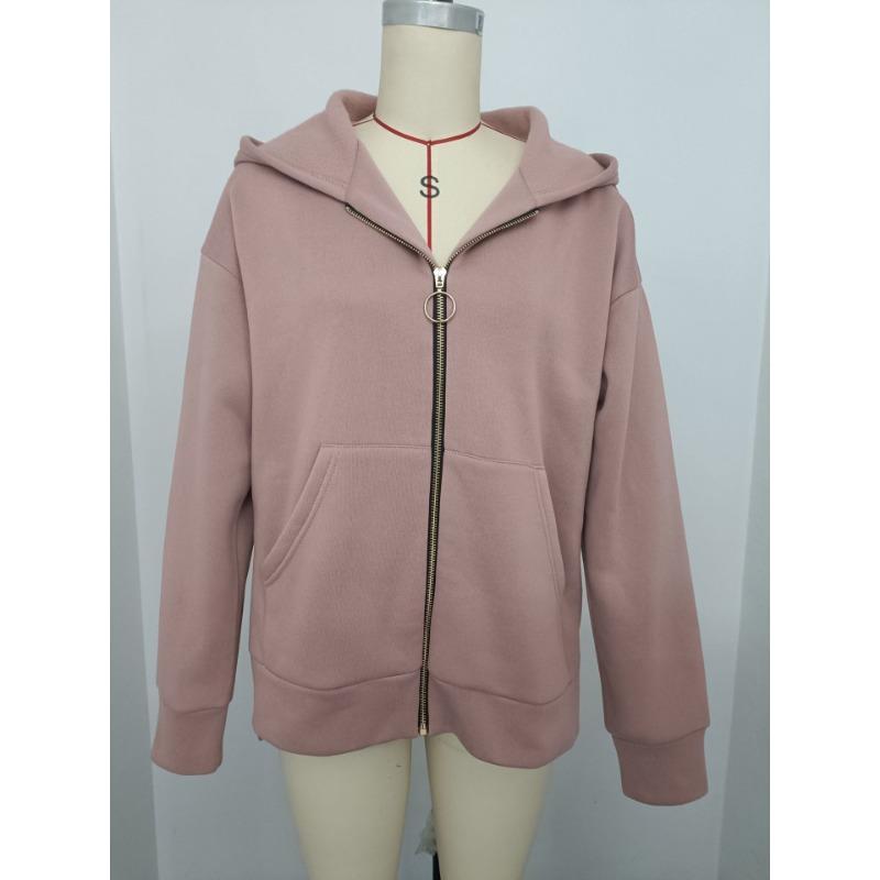 Giacca da Donna Primavera e Autunno Moda Casual Vento Casual Cardigan in Pile con Cappuccio Tipo Largo Felpa