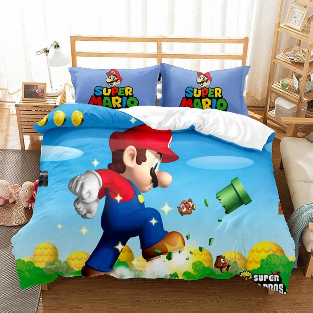 3D Teens Anime Duvet cover Super Mario unisex duvet cover and pillowcase Bedroom bed decoration children's room gift