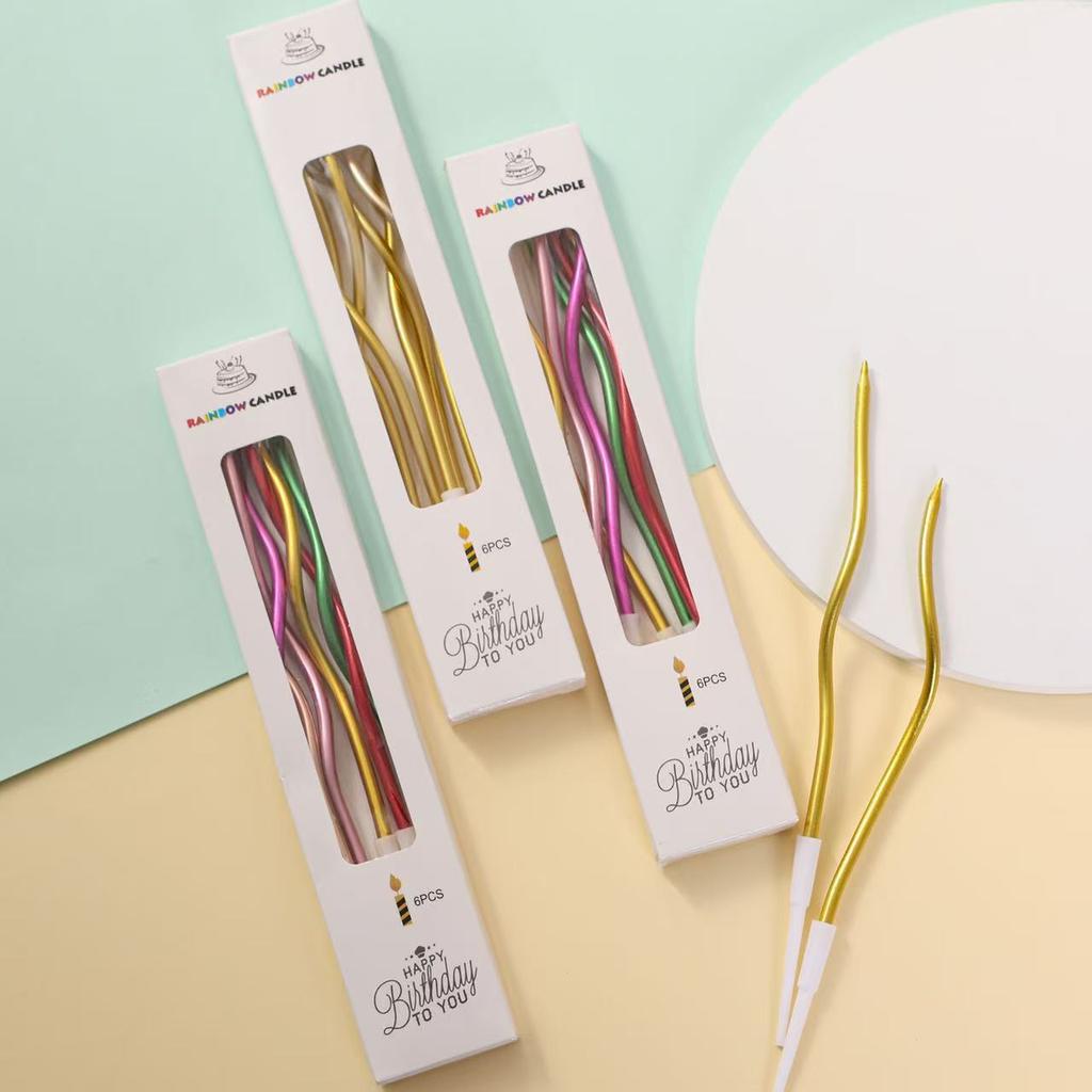Birthday Thread Candle Cake Curve Curve Candle Ins Style Creative Party Colorful Gold Plated Candle