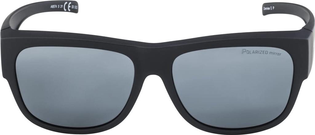 ALPINA OVERVIEW II Black Matte Polarized Mirrored Sunglasses for Glasses Over-the-Eye