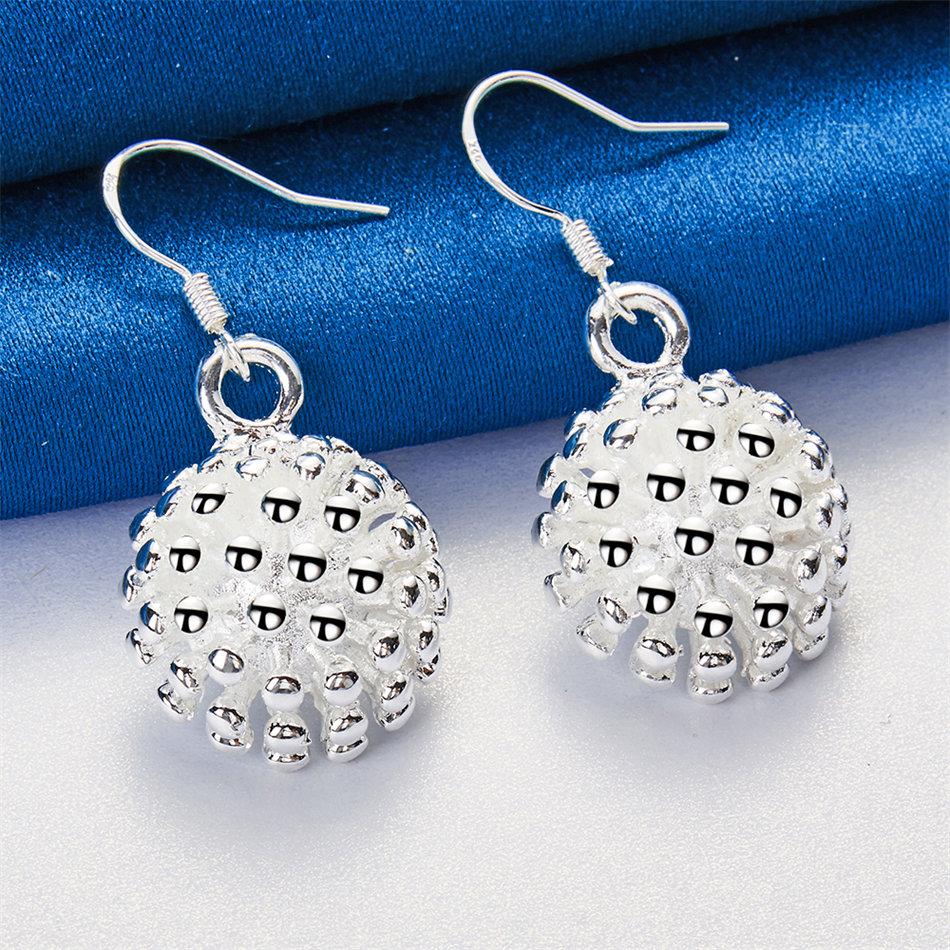 Charm 925 Sterling Silver Exquisite Sea Urchin Earrings for Women Fashion Wedding Party Jewelry Accessories