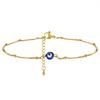 Evil Eye  Anklet Bracelet On Leg  for Women, Adjustable Stainless Steel Turkish Lucky Chain Anklets Bohemian , Layering  Jewelry