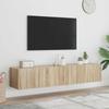 Vidaxl Ścienne Szafki Tv Z Led, 2 Szt., Dąb Sonoma, 80X35X31 Cm