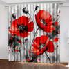 2 Pcs Dark red flowers print curtains,suitable for bedroom,living room kitchen decoration,home decoration,window decoration