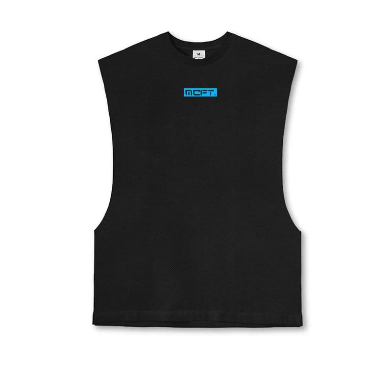 Muscleguys American Basketball Sports Training Sleeveless Vest Summer Loose Casual Waistcoat Round Neck Mesh T-shirt