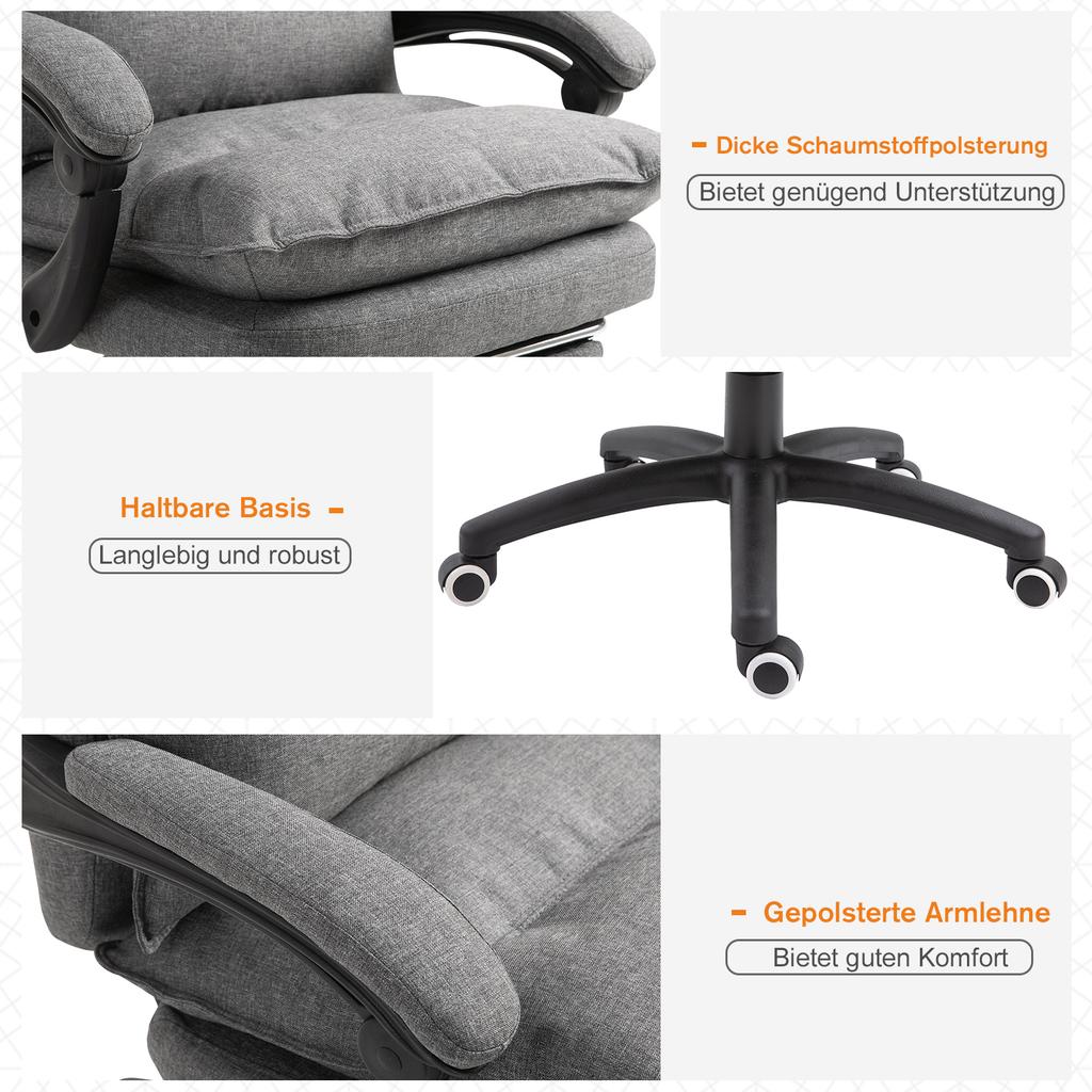 Massage Office Chair, Desk Chair with Massage Function, Height-adjustable, Ergonomic Swivel Chair, Nylon, Grey