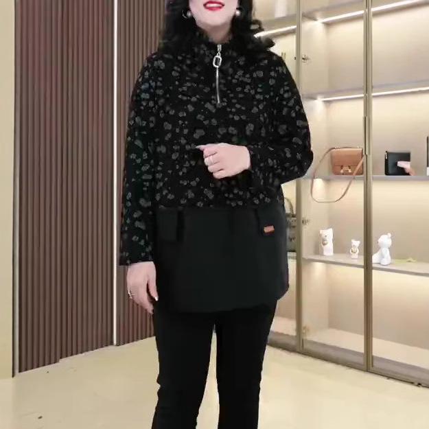 

New Spring Fashion Polka Dot Half-Open Cardigan Blouse for Women 5XL (200-220 jin)