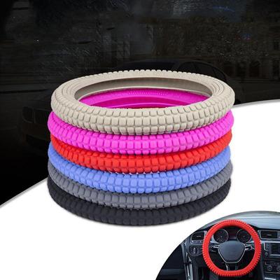 Silicone Car Steering Handle Cover Wear Resistant Anti Slip Tire Tread Four Seasons Universal Steering Wheel Cover