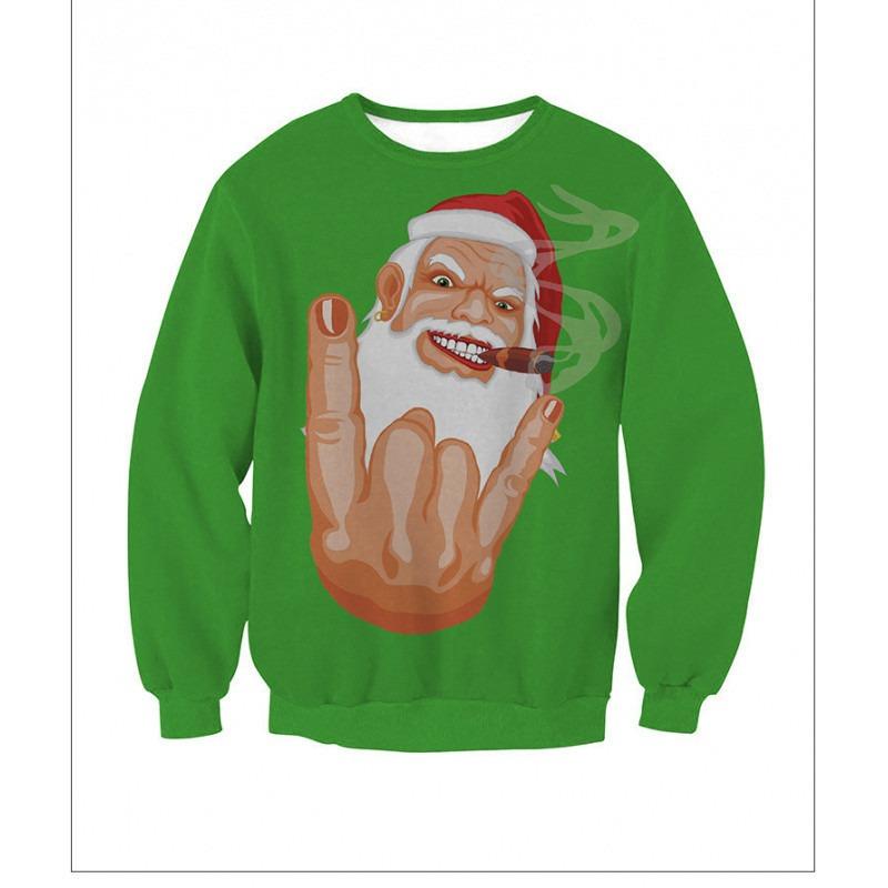 Autumn and winter new Christmas loose personality round neck digital printing sweater men's and women's sweaters