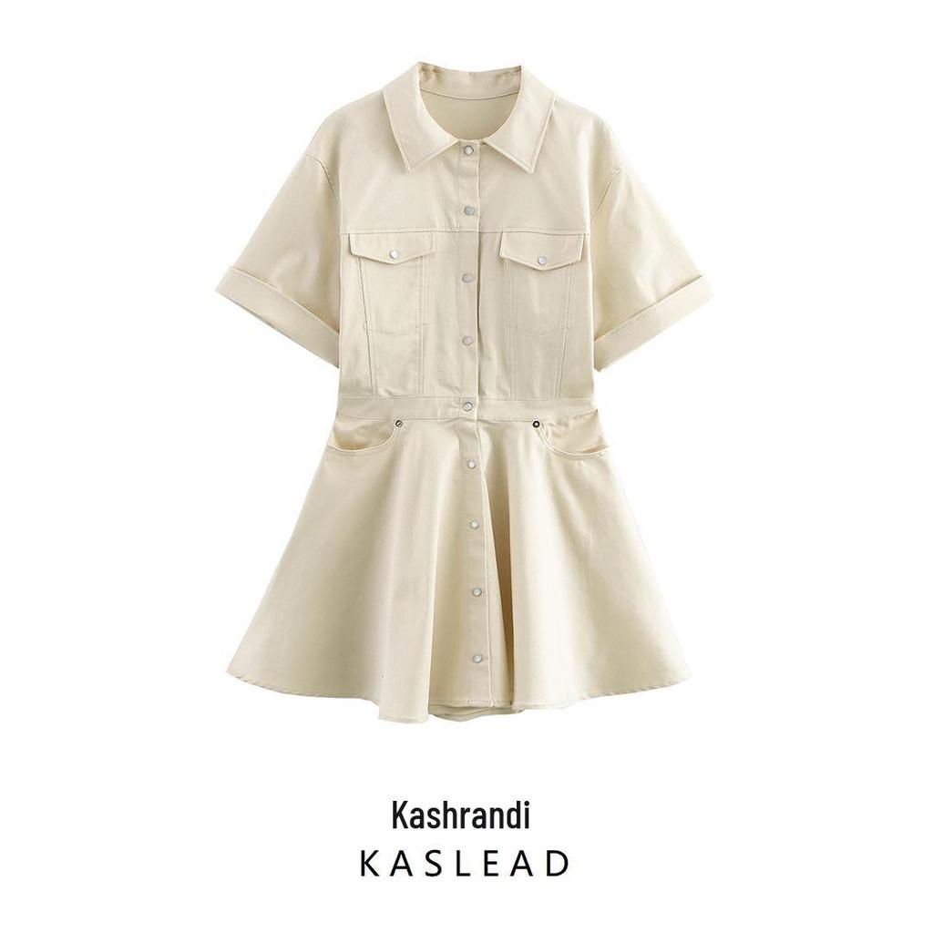 Spring 2025 Women's European & American Style Loose Wide Hem Short Dress 4661328