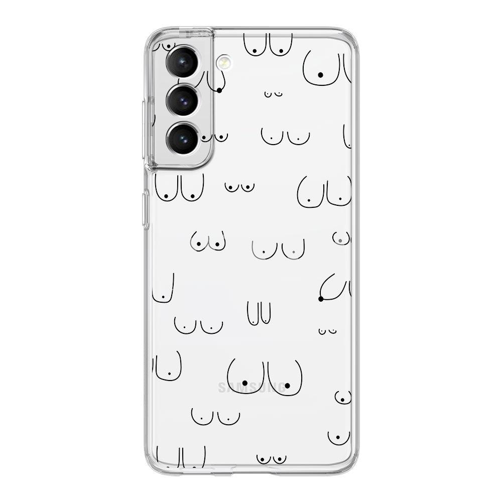 Boobs Art Print Phone Case For Samsung Galaxy S23 S22 Ultra S20 S21 FE 5G S10 S10E S9 S8 Plus 4G Soft Silicone Clear Back Cover