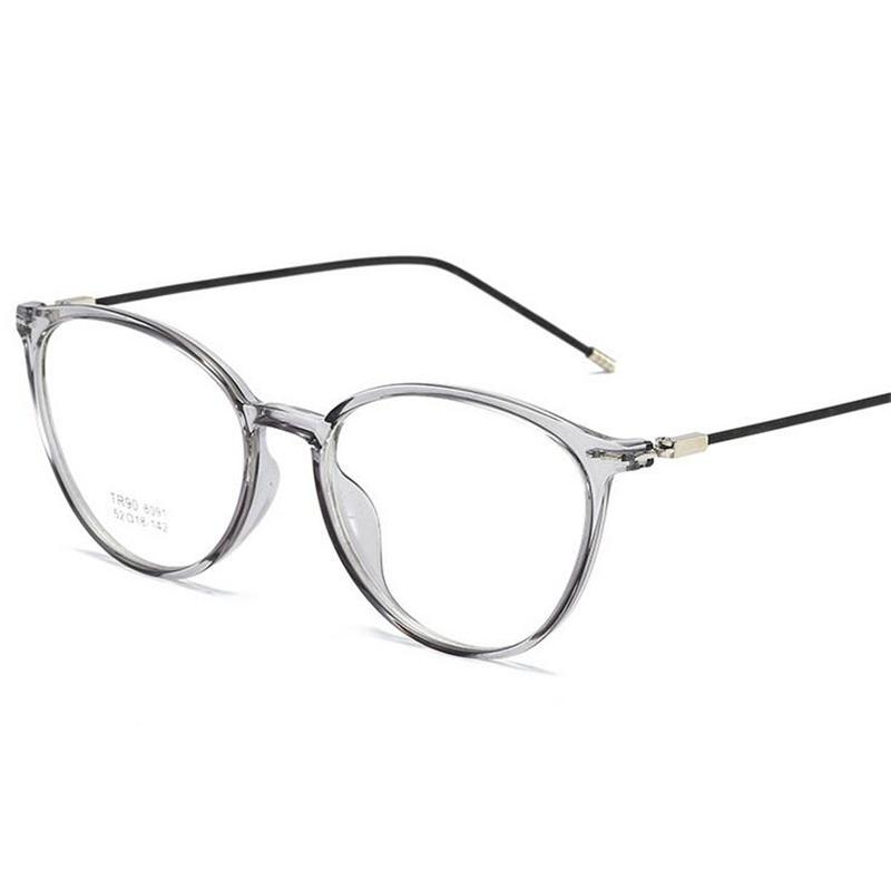Transparent Gray Oval Nearsighted Glasses Ultralight  Steel Wire Leg Prescription Eyeglasses Diopter 0 -0.5 -1.0 To -6.0