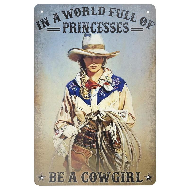 Vintage Cowgirl Metallschild Retro Westlich Reiten Zitat Blechschild für Heimbar Bauernhaus Dekoration Das Leben ist Hart Spirituell Wi