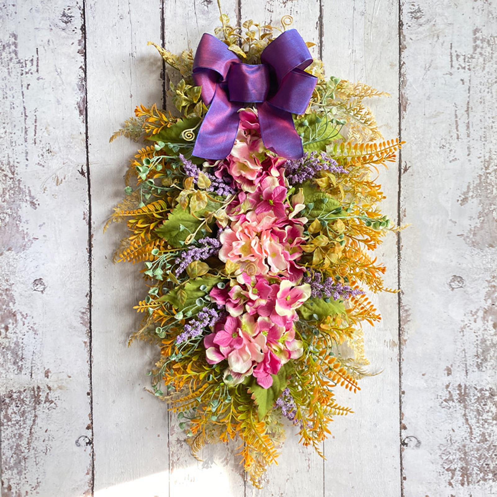 

Floral Swag Decorative Teardrop Wreath Realistic Texture Door Flower Garland for Garden