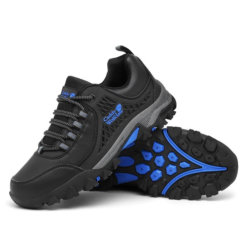 men Leather Hiking Shoes lace up Durable Outdoor Sport Men Trekking Leather Shoes fashion Climbing Hunting Sneakers big size 48