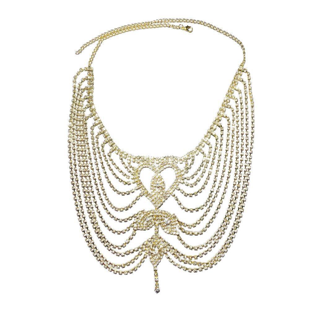 Elegant Rhinestone Bridal Tassel Hair Chain золотой