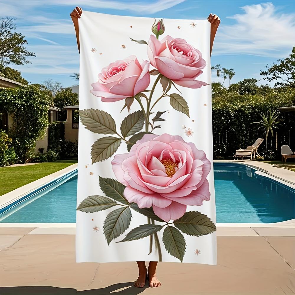 

Flower Pink Rose Travel-Friendly Microfiber Towel, Lightweight Quick-Dry Ultra-Soft for Vacation W40*H60(CM)