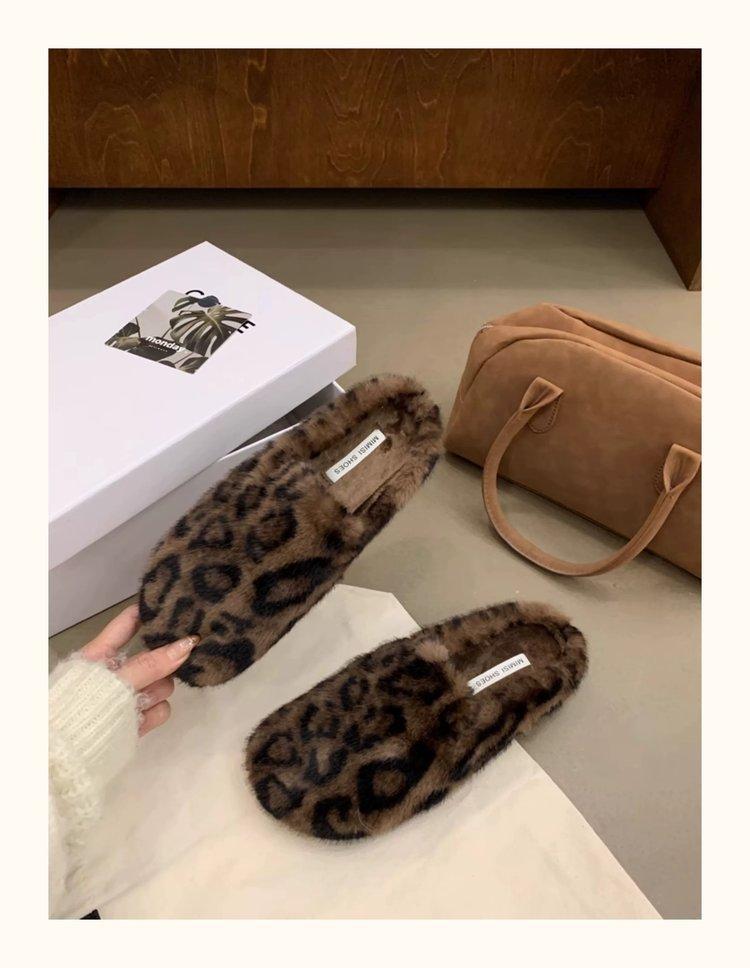 2025 Autumn and Winter New Internet Celebrities Simple and Gentle Imitation Mink Hair Bag Head Half Slippers Plush Slippers Women's Wear