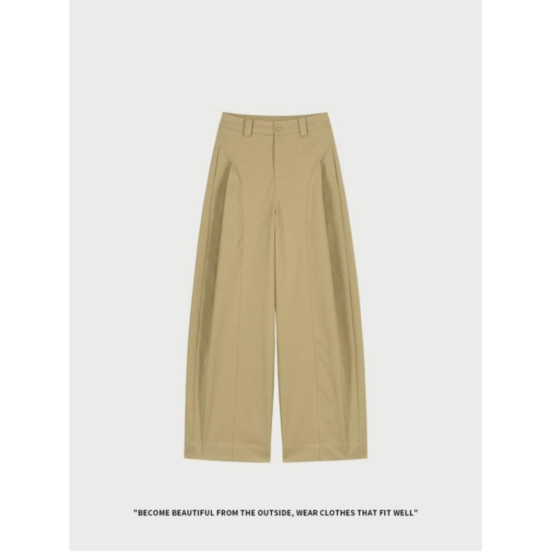 

Women s Spring/Summer Side-Pleated Wide-Leg Pants: High-Waisted, Loose-Fitting, Slimming Solid-Color Casual Pants S