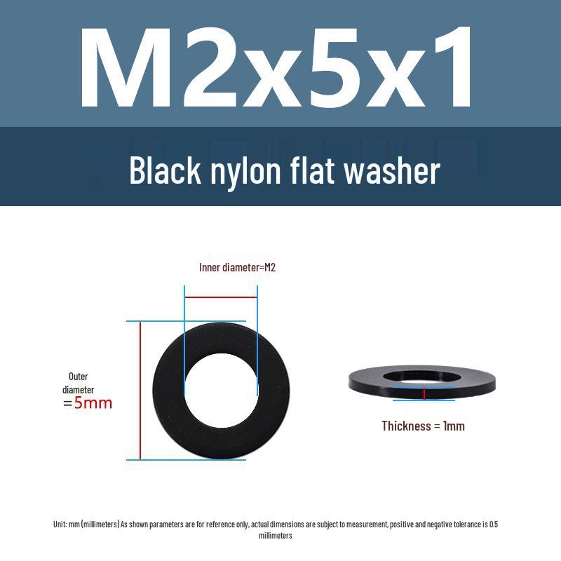 Yigu High-Temperature Insulated Black Nylon Flat Washer (M2, M3, M10, M16, M24)