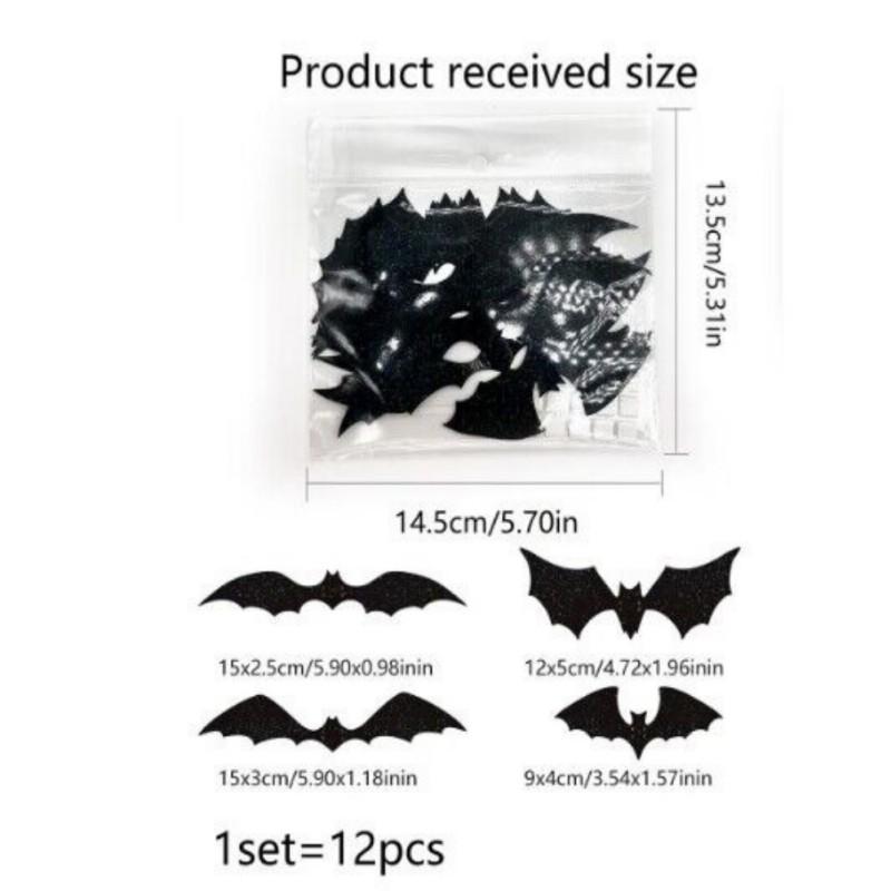 Halloween Window Clings Bloody Handprint Footprint 3D Butterfly Black Bat Wall Decal Scary Halloween Decoration for Home Decor