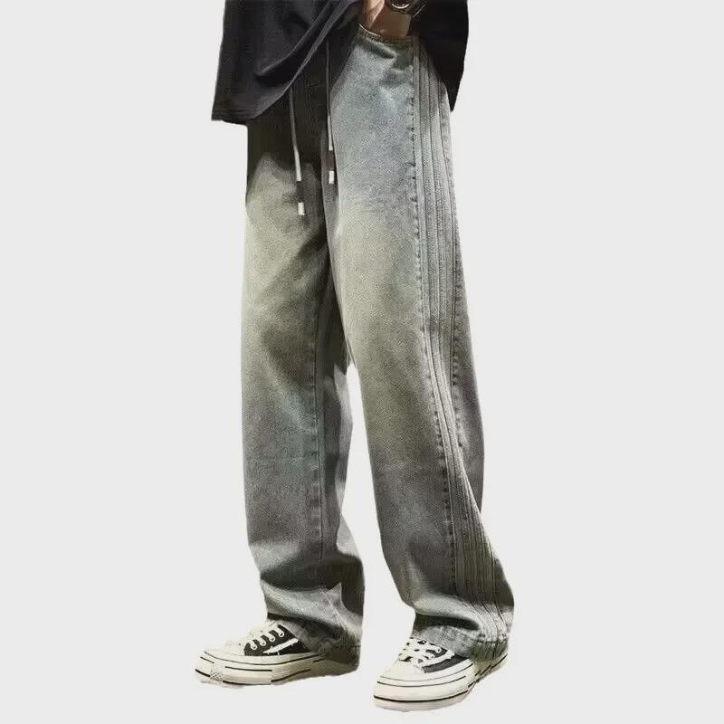 Jeans dritti lavaggio vintage da uomo 2024 - Tuta trendy per primavera/autunno